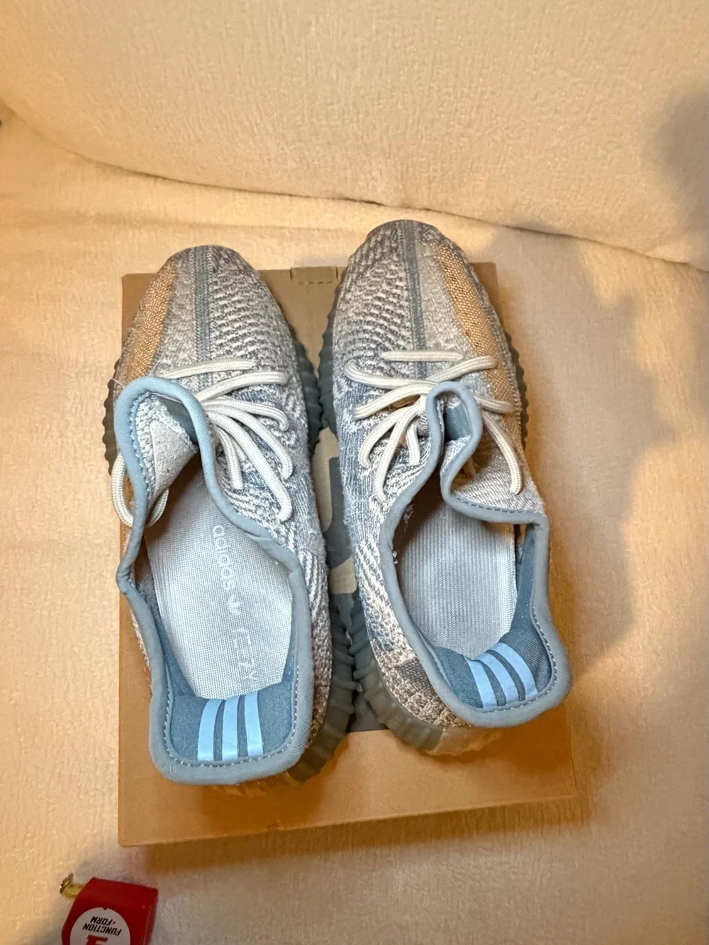 adidas Kids Yeezy Boost 350 V2 Grey with Beige Stripe Sneakers